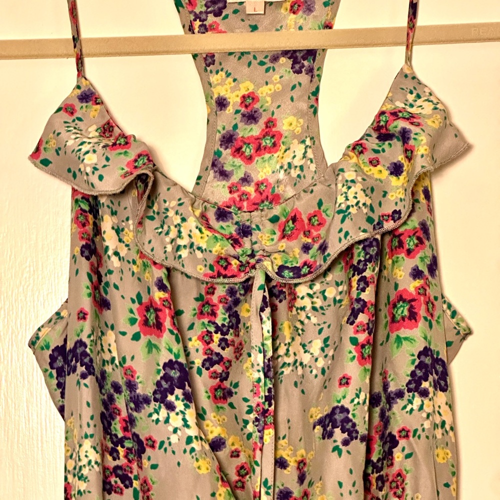 Parker Silk Floral Racerback Sleeveless Short Mini Dress Large